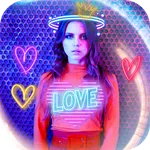 Neon effect camera: spiral art icon