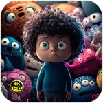 Cute Cartoon HD Wallpaper 4K icon