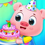 cute pig's birthday party icon