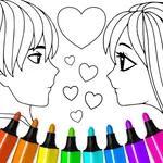 Valentines love coloring book icon