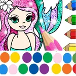 Mermaids Paint Cards Coloring icon