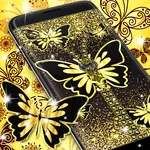 Golden butterflies lock screen icon