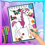how to draw and coloring horse icon