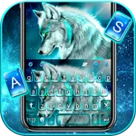 Cyan Neon Wolf Keyboard Theme icon