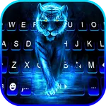 Neon Blue Tiger Keyboard Backg icon