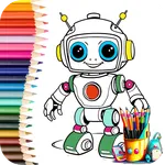 Robot man: coloring robot icon