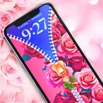 Lock screen zipper pink rose icon
