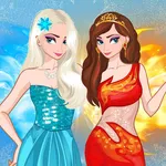 Icy or Fire dress up game icon