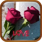 love roses with phrases icon