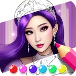 Japanese girls coloring book icon