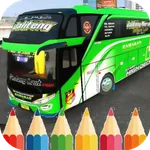 Cartoon bus coloring game icon
