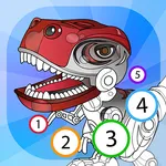 Dino Robot Coloring By Numbers icon