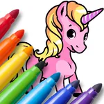 Unicorn coloring for kids icon