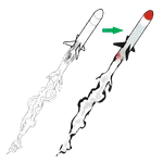 How to draw a rocket step by s icon