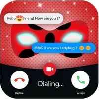 fake chat with ladybug & call icon