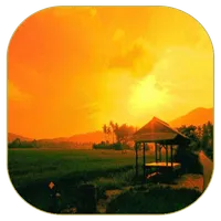 Sunset in the fields icon