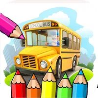 coloring school bus game icon