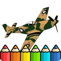 Coloring military plane icon