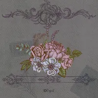 카카오톡 테마 - 빈티지 포스트꽃_딥그레이 (카톡테마) icon