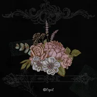 카카오톡 테마 - 빈티지 포스트꽃_소프트 블랙 icon