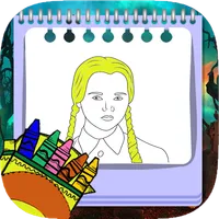 Wednesday Addams coloring icon