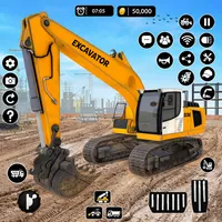 City Heavy Excavator Crane 3D icon