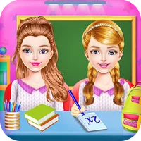 Twins Sisters Girls School Day icon