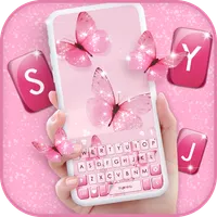 Pink Butterfly Keyboard Backgr icon