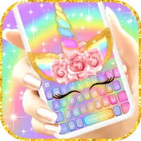 Rainbow Pink Rose Unicorn Keyb icon