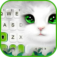 White Cute Cat Keyboard Theme icon