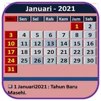 Kalender 2022 den daftar hari  icon