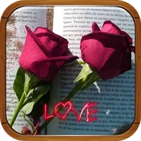 love roses with phrases icon