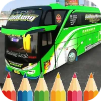 Cartoon bus coloring game icon