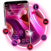 Pink Liquid Flow Launcher Them icon