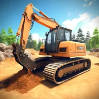 Excavator 3D crane icon