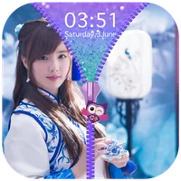 Girls Zipper Lock Screen icon