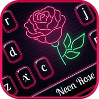 Sparkling Pink Neon Roses Keyb icon