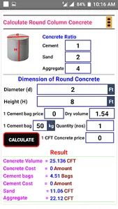 Concrete Calculator (Cement,Sa screenshot 3