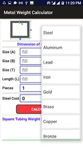 Metal Weight Calculator (Steel screenshot 3