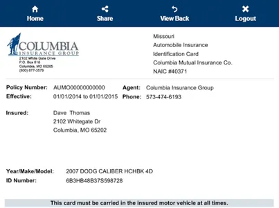 Columbia Insurance screenshot 2