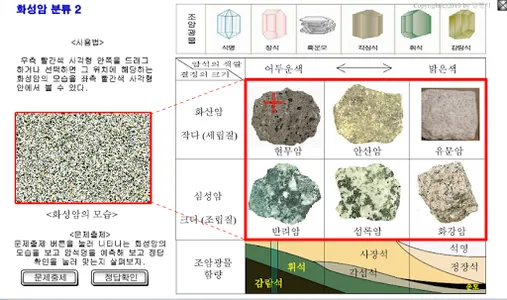 화성암 분류 가상실험 screenshot 1