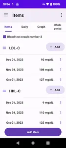 Blood test record screenshot 0