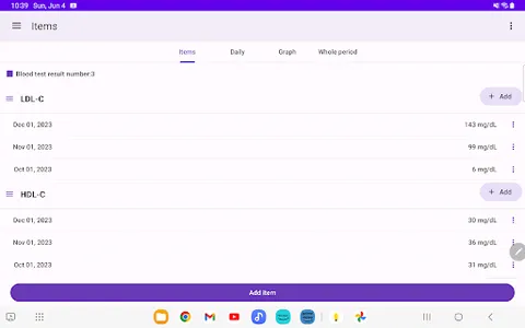 Blood test record screenshot 4