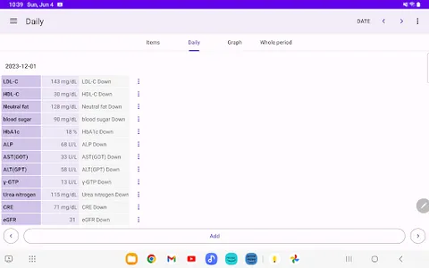 Blood test record screenshot 5