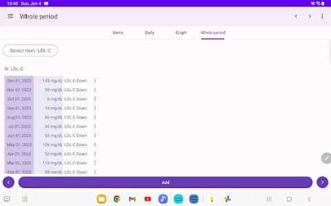 Blood test record screenshot 7