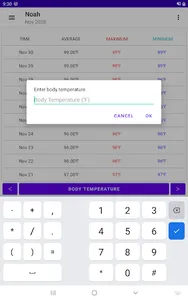 body Temperature note graphs screenshot 10