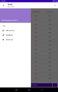 body Temperature note graphs screenshot 8