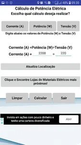 Cálculo de Potência Elétrica screenshot 1