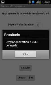 Conversor Polegadas ++ screenshot 2
