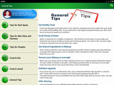 Beautiful Skin Diet Tips & Acn screenshot 12